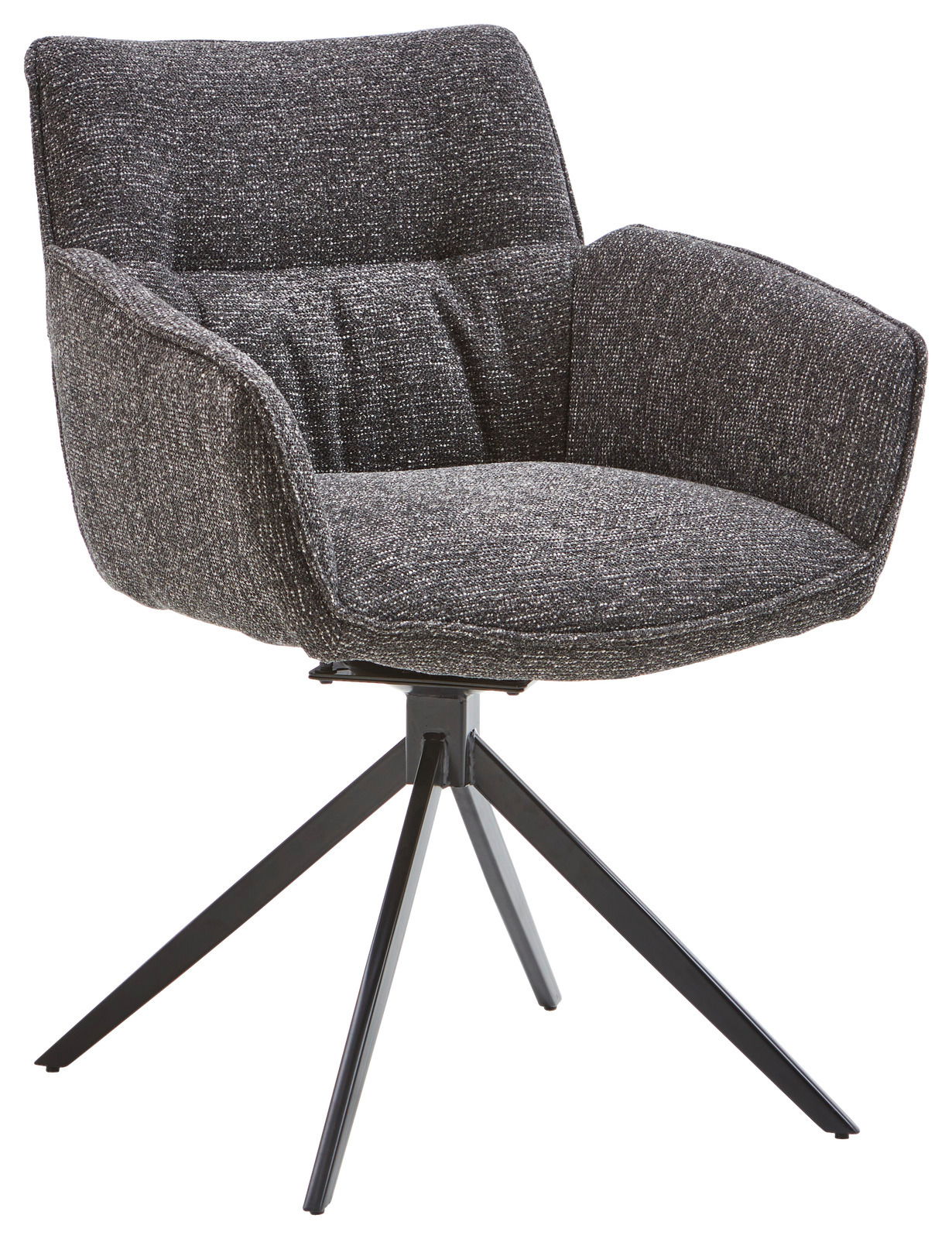 Valdera Armlehnstuhl DORI Grauer Armlehnstuhl Valdera DORI mit schwarzem Metallgestell, seitliche Perspektive