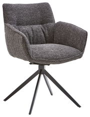 Grauer Armlehnstuhl Valdera DORI mit schwarzem Metallgestell, seitliche Perspektive