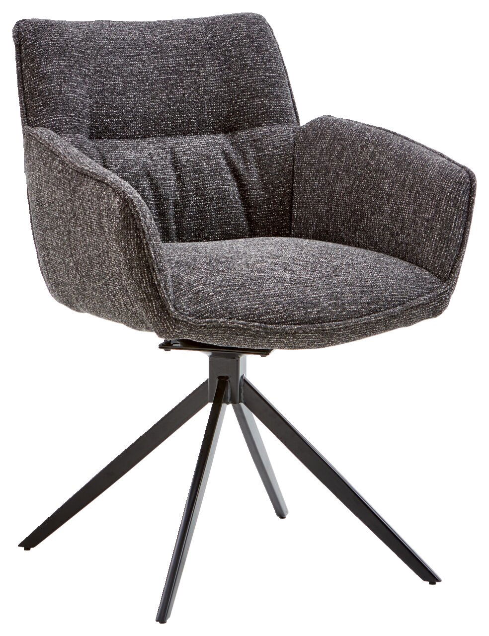 Valdera Armlehnstuhl DORI Grauer Armlehnstuhl Valdera DORI mit schwarzem Metallgestell, seitliche Perspektive