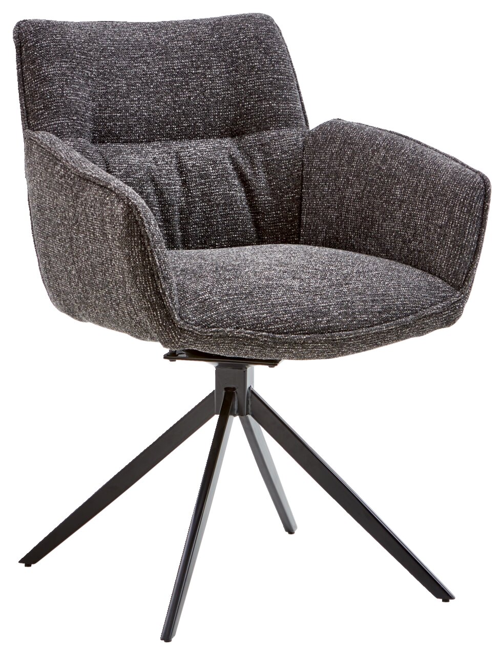 Valdera Armlehnstuhl DORI Grauer Armlehnstuhl Valdera DORI mit schwarzem Metallgestell, seitliche Perspektive