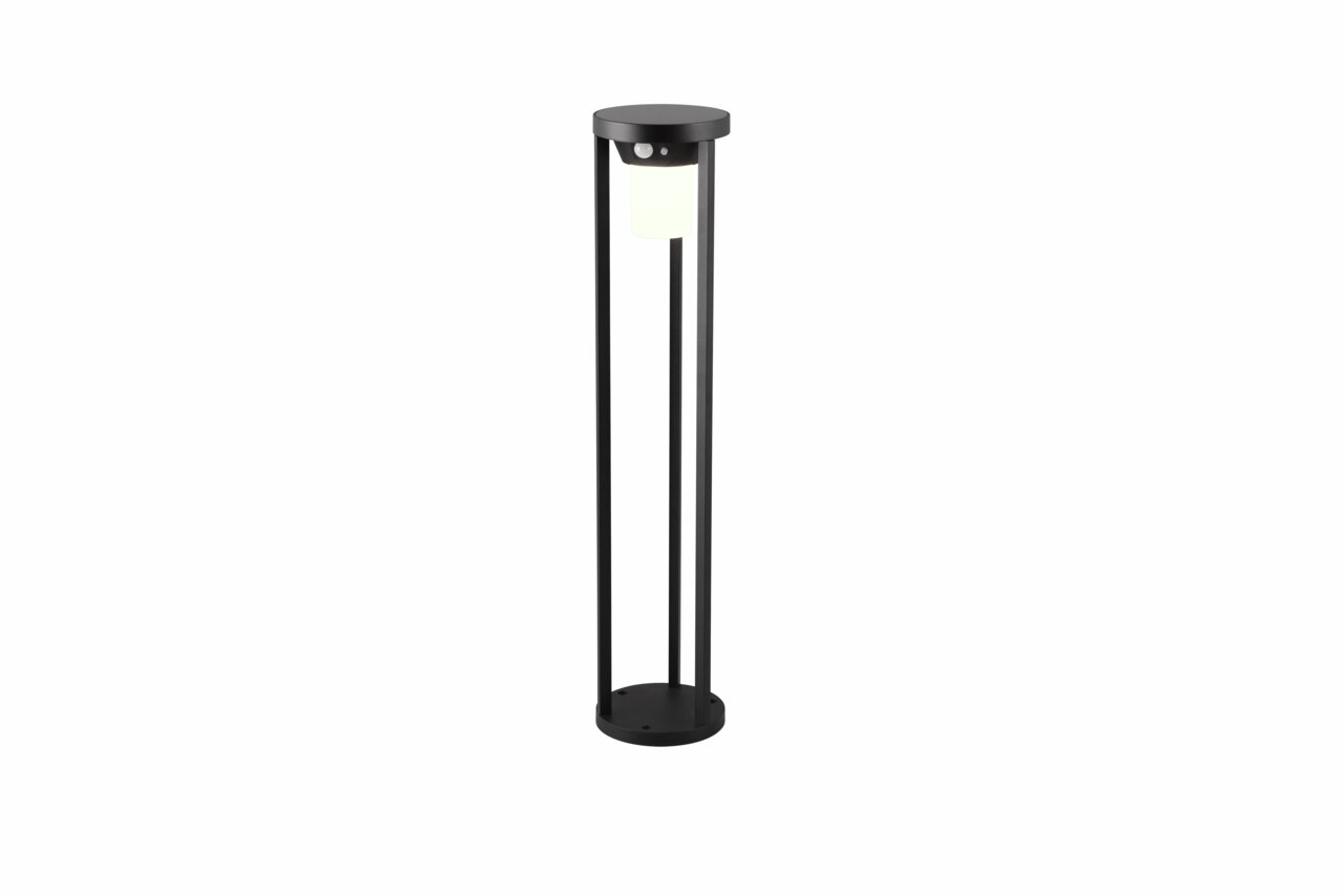 Schwarzer Pfosten Carmo mit modernem Design, frontal abgebildet.