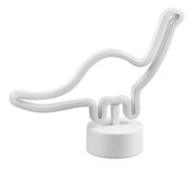 Weiße Tischleuchte in Form eines Dinosauriers, seitliche Perspektive