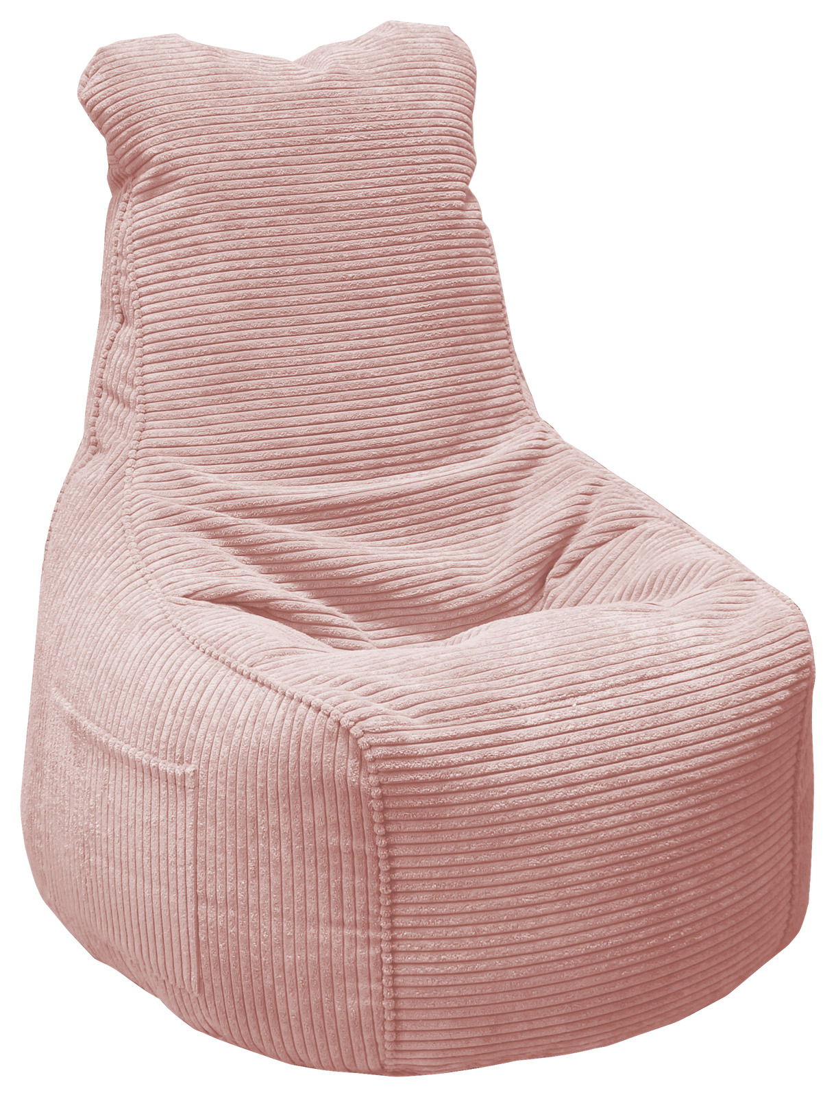 Rosa Sitzsack aus Cordstoff, schräg von vorne fotografiert