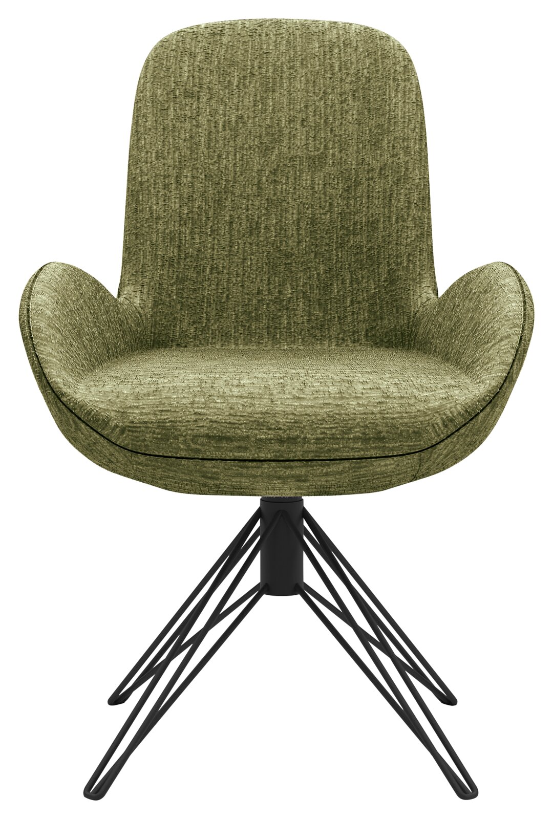 Grüner Armlehnstuhl mit modernem Design, Vorderansicht