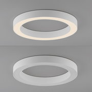 Runde LED-Deckenleuchte in moderner, minimalistischer Ausführung, von unten betrachtet.