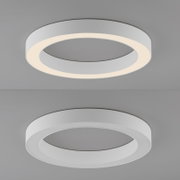 Runde LED-Deckenleuchte in moderner, minimalistischer Ausführung, von unten betrachtet.