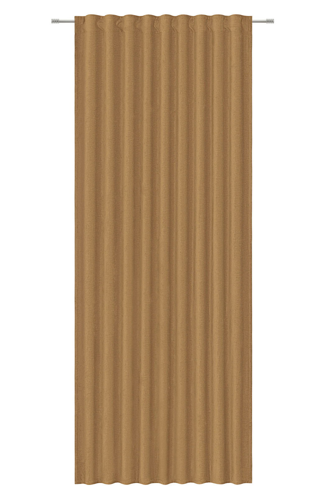 Brauner Fertigvorhang in Frontalansicht mit gleichmäßigen Falten