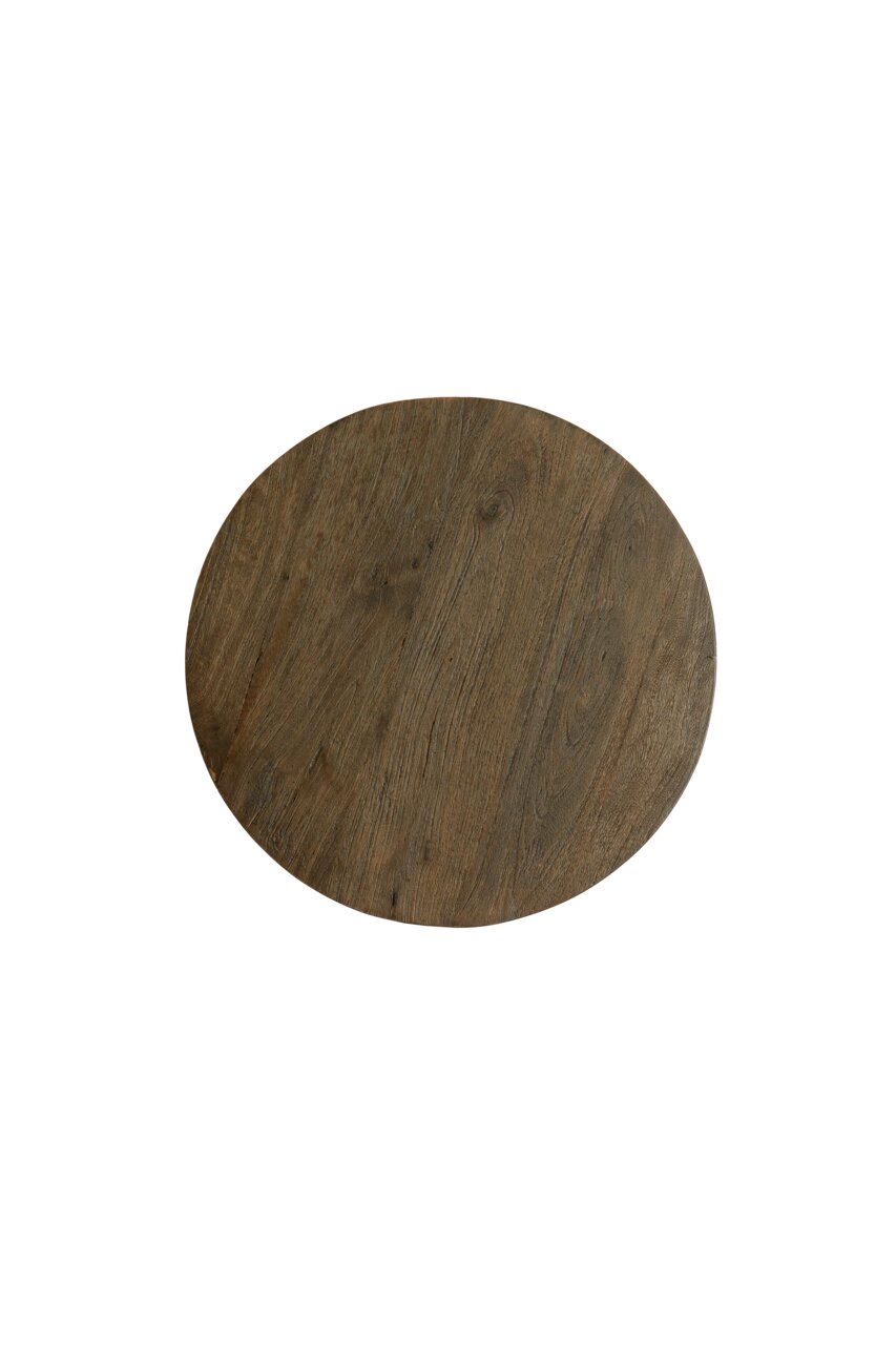 Runde Tischplatte aus Holz in Draufsicht