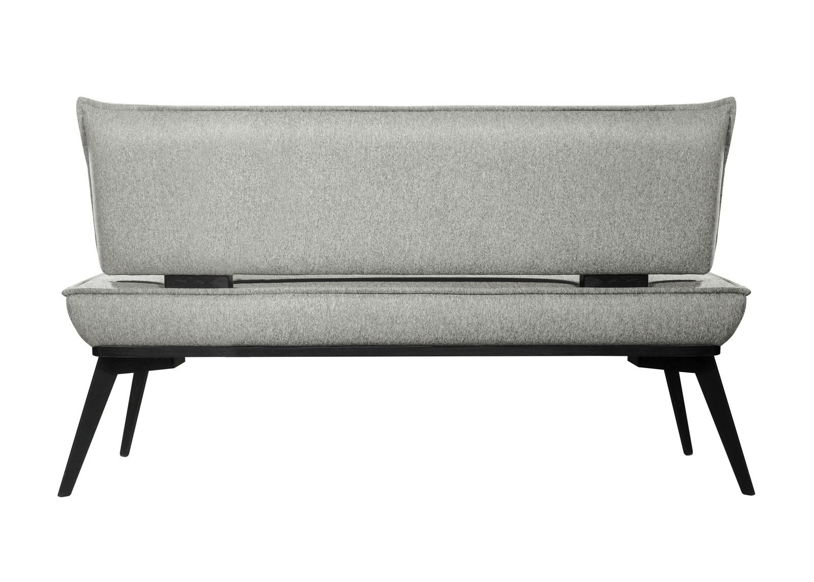 Graue Bank VOLOS mit schwarzem Gestell, Ansicht von vorne
