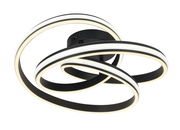 Moderne LED-Deckenleuchte mit verschlungenen Ringen, seitliche Perspektive