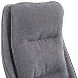 Grauer Homeoffice-Drehstuhl mit gepolsterter Rückenlehne, seitliche Perspektive