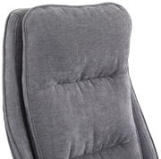 Grauer Homeoffice-Drehstuhl mit gepolsterter Rückenlehne, seitliche Perspektive