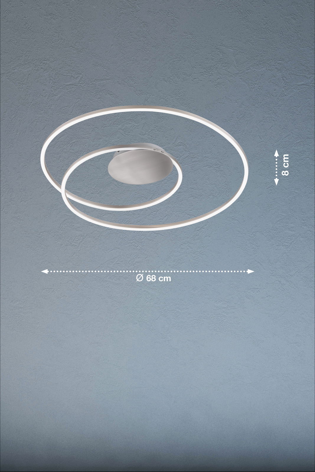 Moderne Deckenleuchte Holy mit spiralförmigem Design, Durchmesser 68 cm, Seitenansicht