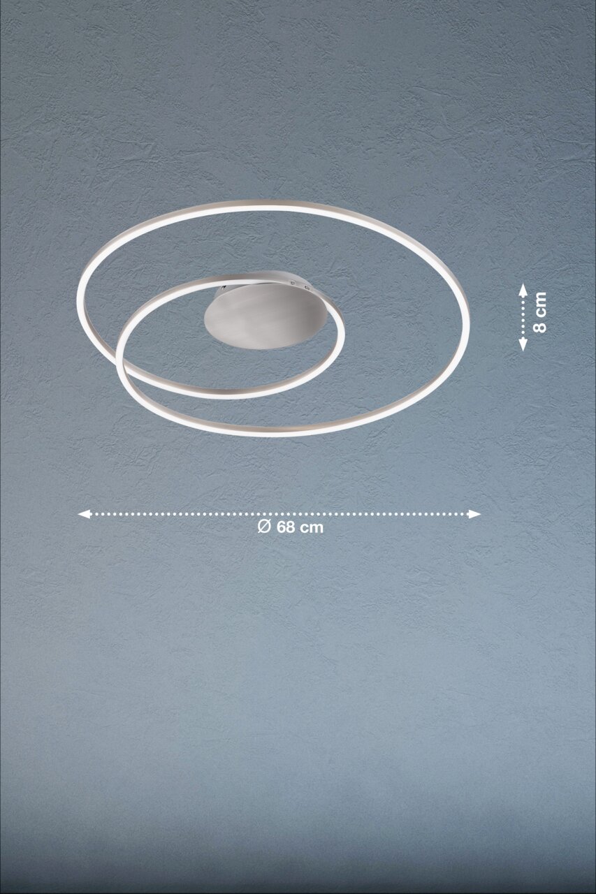 Moderne plafondlamp Holy met spiraalvormig ontwerp, diameter 68 cm, zijaanzicht