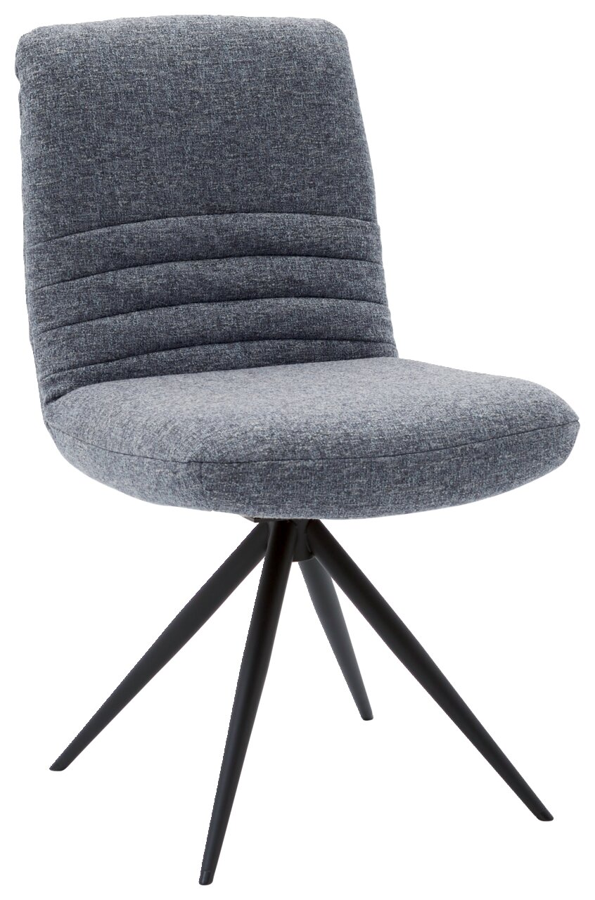 Dieter Knoll Stoel MIGUEL Moderne grijze stoel met gestoffeerde rugleuning en zwart metalen onderstel, zijaanzicht