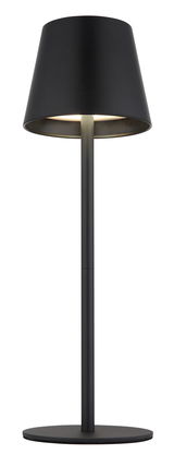 Schwarze Akku-Tischleuchte VANNIE 3 in 1 von Globo Lighting, frontal abgebildet mit modernem, schlankem Design.