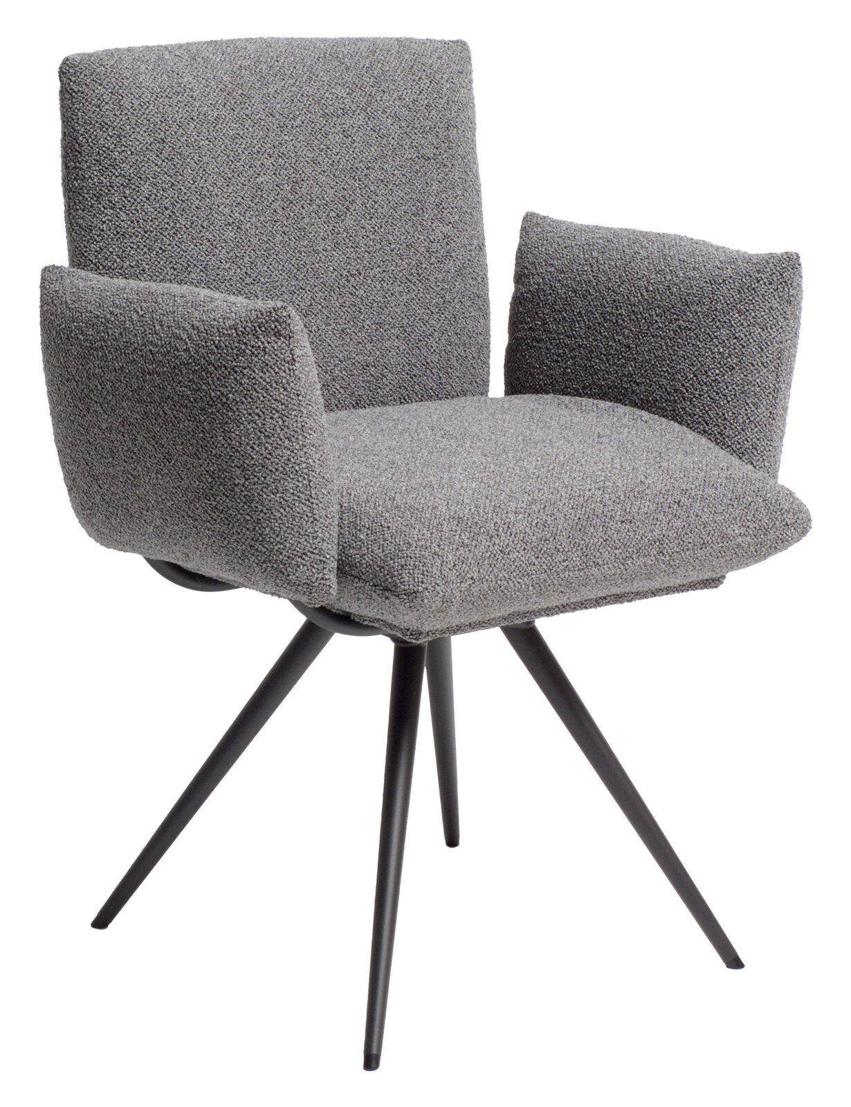 Venjakob Armlehnstuhl MANUEL Grauer Armlehnstuhl mit vier schwarzen Metallbeinen, seitliche Perspektive