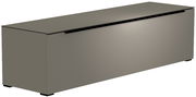 TV-Lowboard Moderano Serie BORMIO in seitlicher Perspektive, schlichtes Design in grauer Farbe.