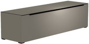 TV-Lowboard Moderano Serie BORMIO in seitlicher Perspektive, schlichtes Design in grauer Farbe.