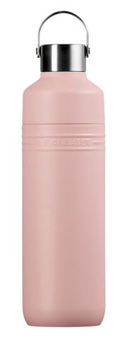 Rosa Trinkflasche aus Edelstahl mit Henkel, Vorderansicht