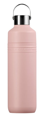 Rosa Trinkflasche aus Edelstahl mit Henkel, Vorderansicht