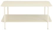 Beistelltisch in Cremefarbe mit zwei Ebenen, frontal betrachtet