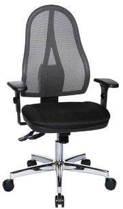 Ergonomischer Drehstuhl mit Netzrückenlehne und verstellbaren Armlehnen, Vorderansicht