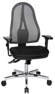 Ergonomischer Drehstuhl mit Netzrückenlehne und verstellbaren Armlehnen, Vorderansicht