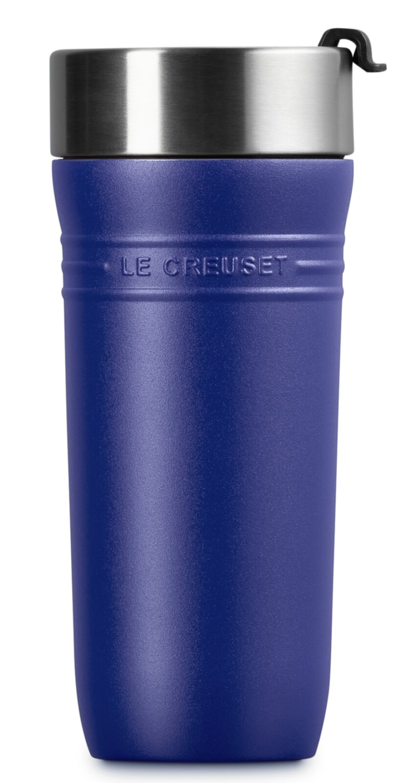 Blauer Thermobecher 350ml von Le Creuset, Vorderansicht