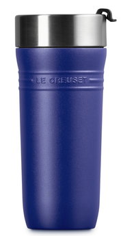Blauwe thermosbeker 350 ml van Le Creuset, vooraanzicht