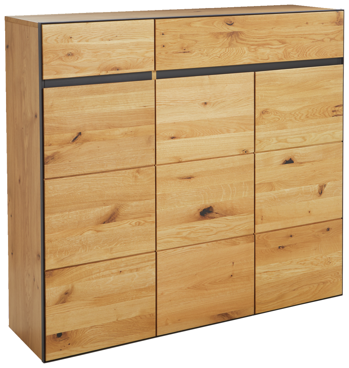 Linea Natura XL-Schuhschrank KELIO MAX XL-Schuhschrank aus hellem Holz mit mehreren Schubladen, seitliche Perspektive