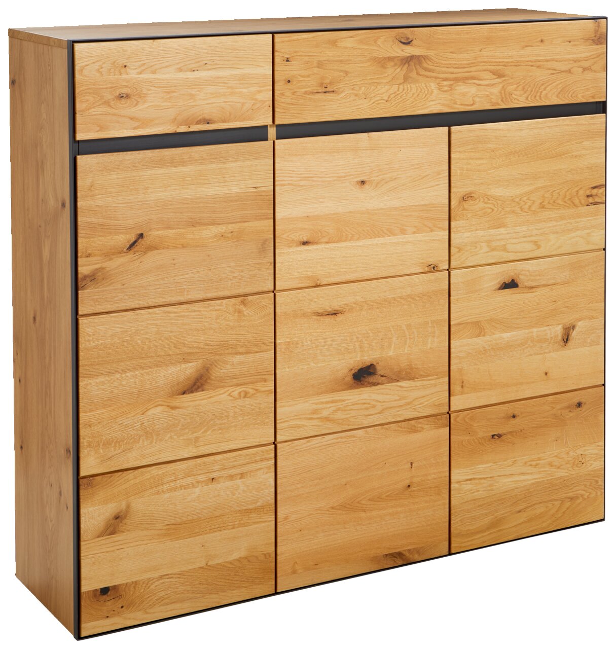 Linea Natura XL-Schuhschrank KELIO MAX XL-Schuhschrank aus hellem Holz mit mehreren Schubladen, seitliche Perspektive