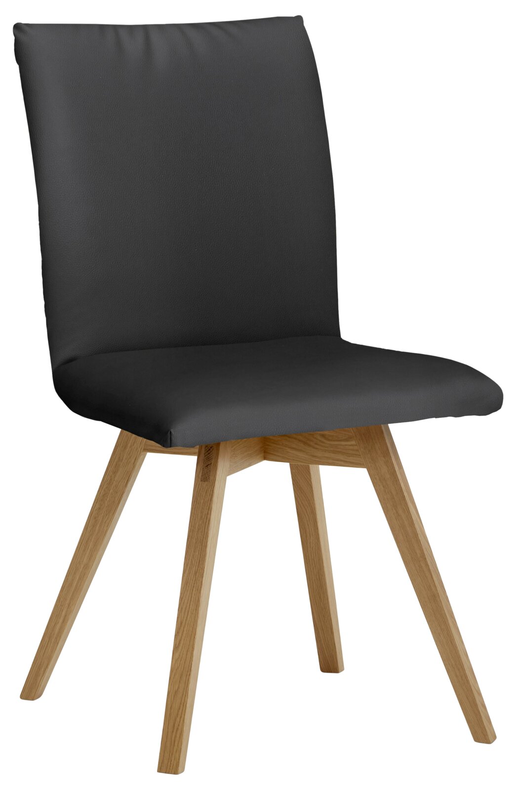 Valnatura Stoel LARINO Moderne stoel met zwarte bekleding en houten poten, zijaanzicht