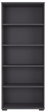 Schwarzes Aktenregal mit fünf Regalböden, frontale Ansicht