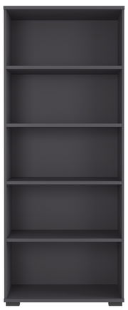 Schwarzes Aktenregal mit fünf Regalböden, frontale Ansicht