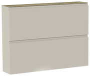 Hängeschuhschrank 2K-T22 in seitlicher Perspektive mit zwei Klappen und einer Holzoberfläche.
