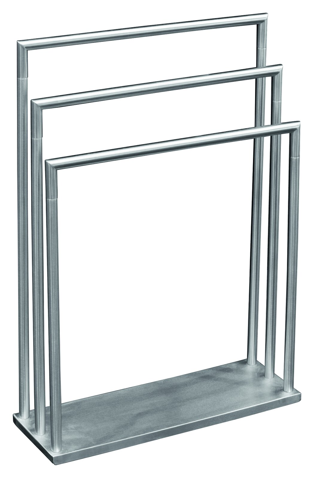 Moderner Handtuchständer aus Metall mit drei Stangen, seitliche Perspektive