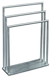 Moderner Handtuchständer aus Metall mit drei Stangen, seitliche Perspektive