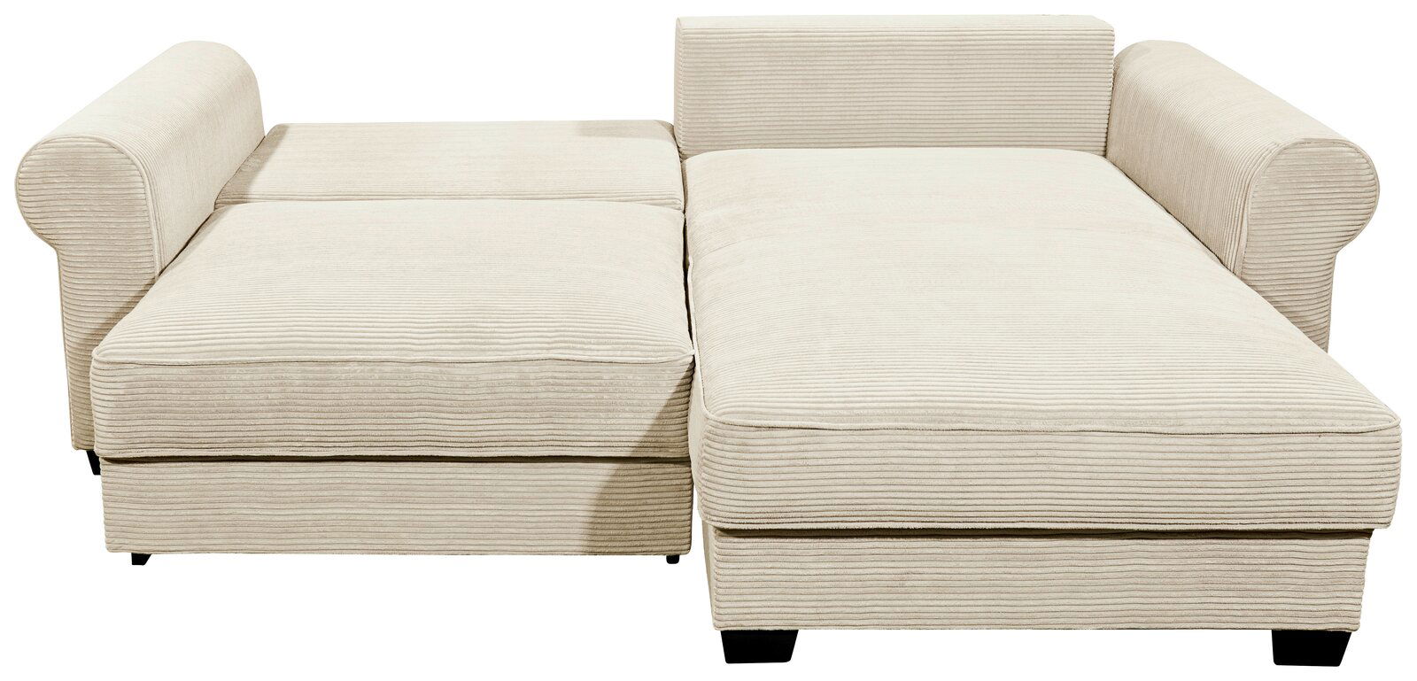 Beige Ecksofa mit geripptem Stoffbezug, Vorderansicht