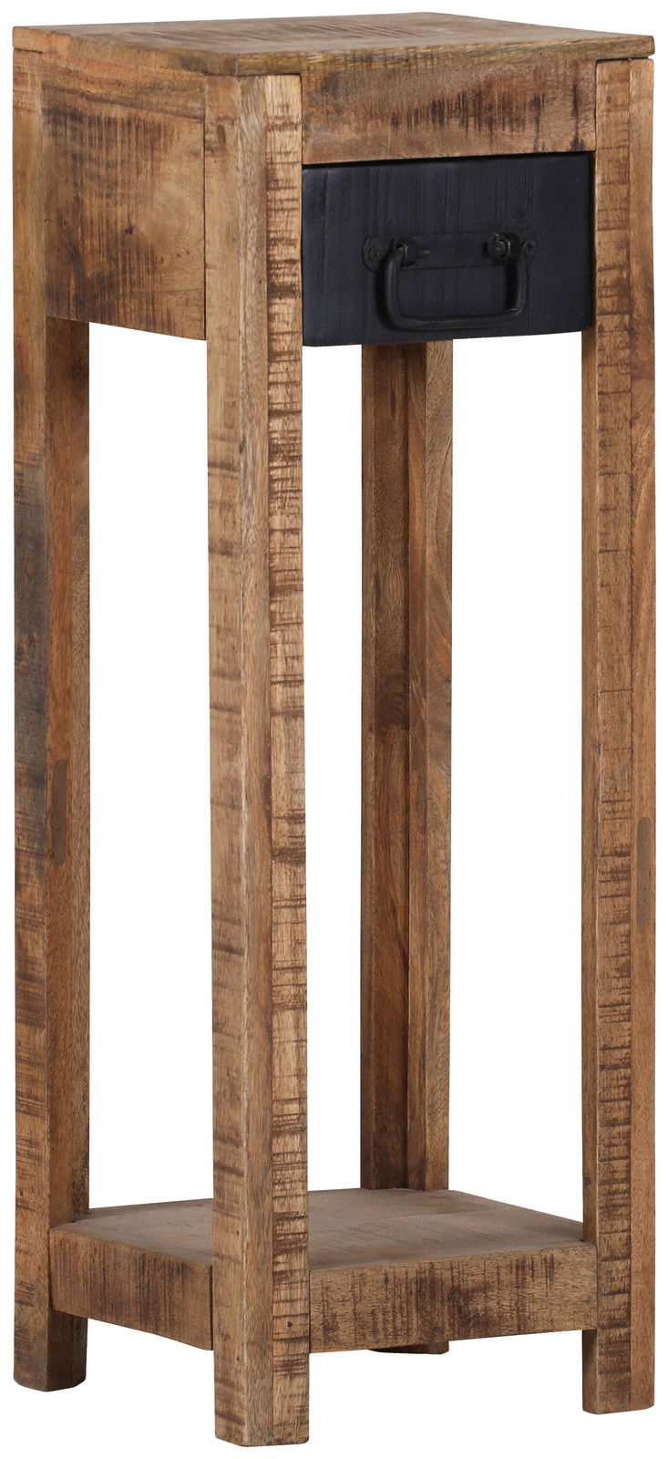 Landscape Beistelltisch hoch BARNEY Rustikaler Beistelltisch aus Holz mit Schublade, seitliche Perspektive