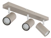 Dreifacher Deckenstrahler in modernem Design, seitliche Perspektive