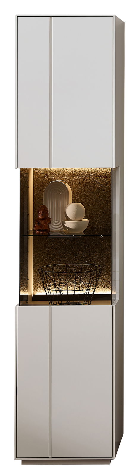 Zurbrüggen Vitrine COMO Moderne Vitrine COMO von Zurbrüggen in Weiß mit Glaseinsatz und Beleuchtung, frontal abgebildet.