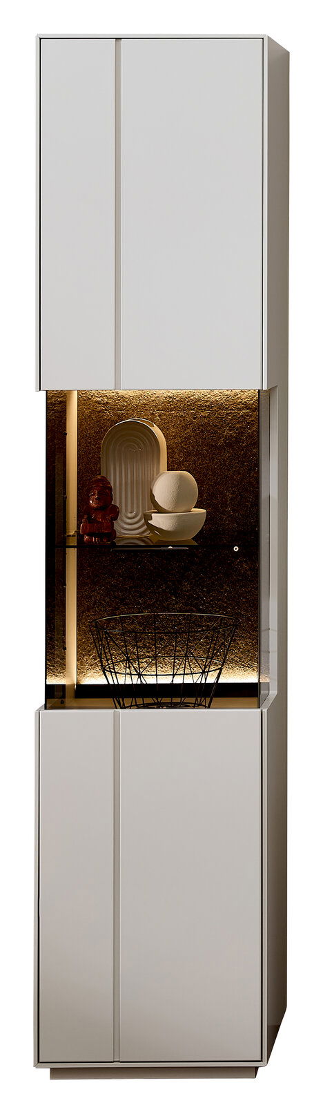 Zurbrüggen Vitrine COMO Moderne Vitrine COMO von Zurbrüggen in Weiß mit Glaseinsatz und Beleuchtung, frontal abgebildet.