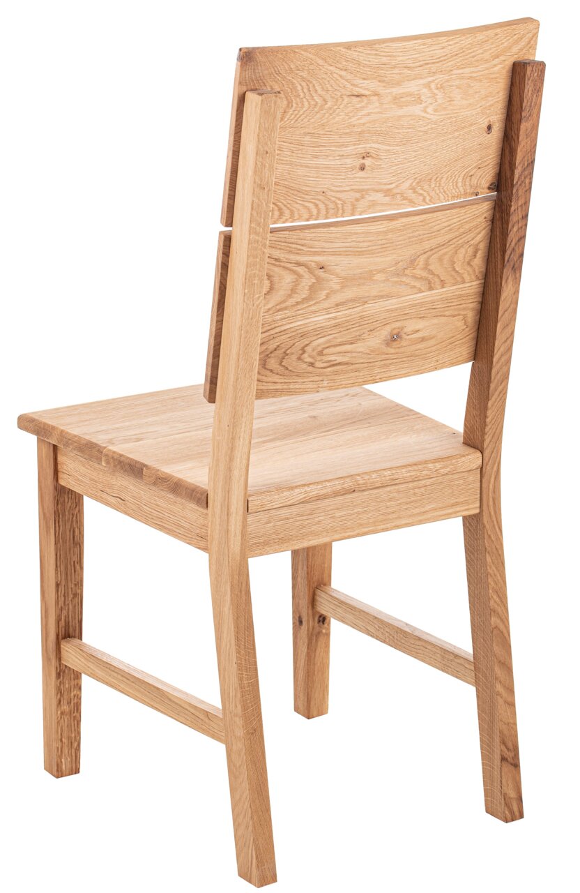 Linea Natura Stuhl ARNOLD Rückansicht eines Holzstuhls mit natürlicher Holzmaserung
