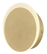 Goldene LED-Wandleuchte SUN in runder Form, seitliche Perspektive