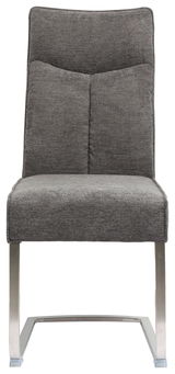 Moderner Freischwinger-Stuhl in Grau mit Metallgestell, Vorderansicht