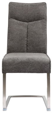 Moderner Freischwinger-Stuhl in Grau mit Metallgestell, Vorderansicht