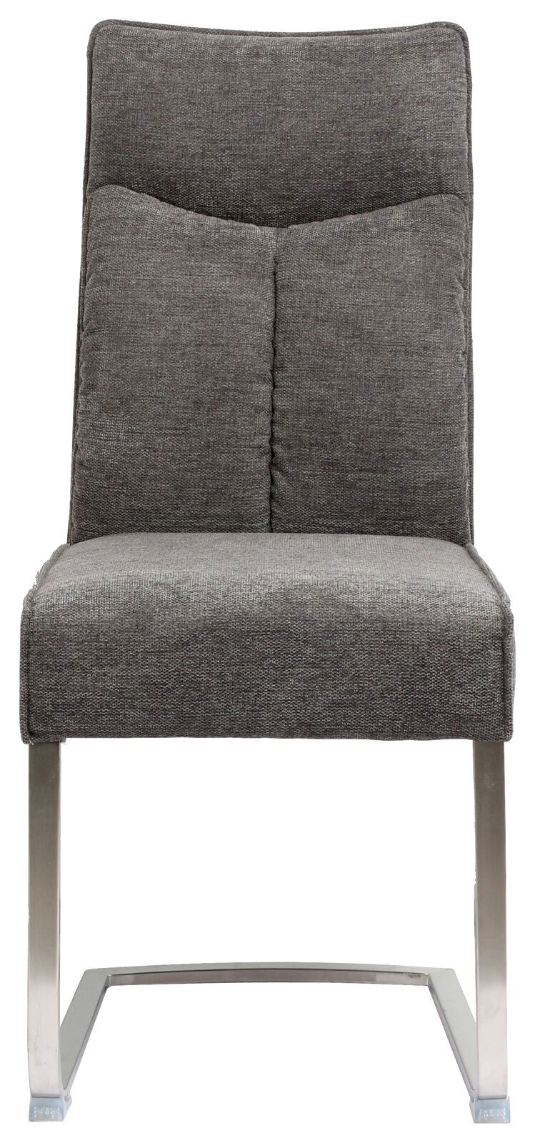 Moderner Freischwinger-Stuhl in Grau mit Metallgestell, Vorderansicht