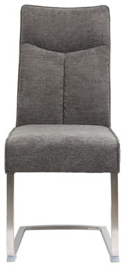 Moderner Freischwinger-Stuhl in Grau mit Metallgestell, Vorderansicht