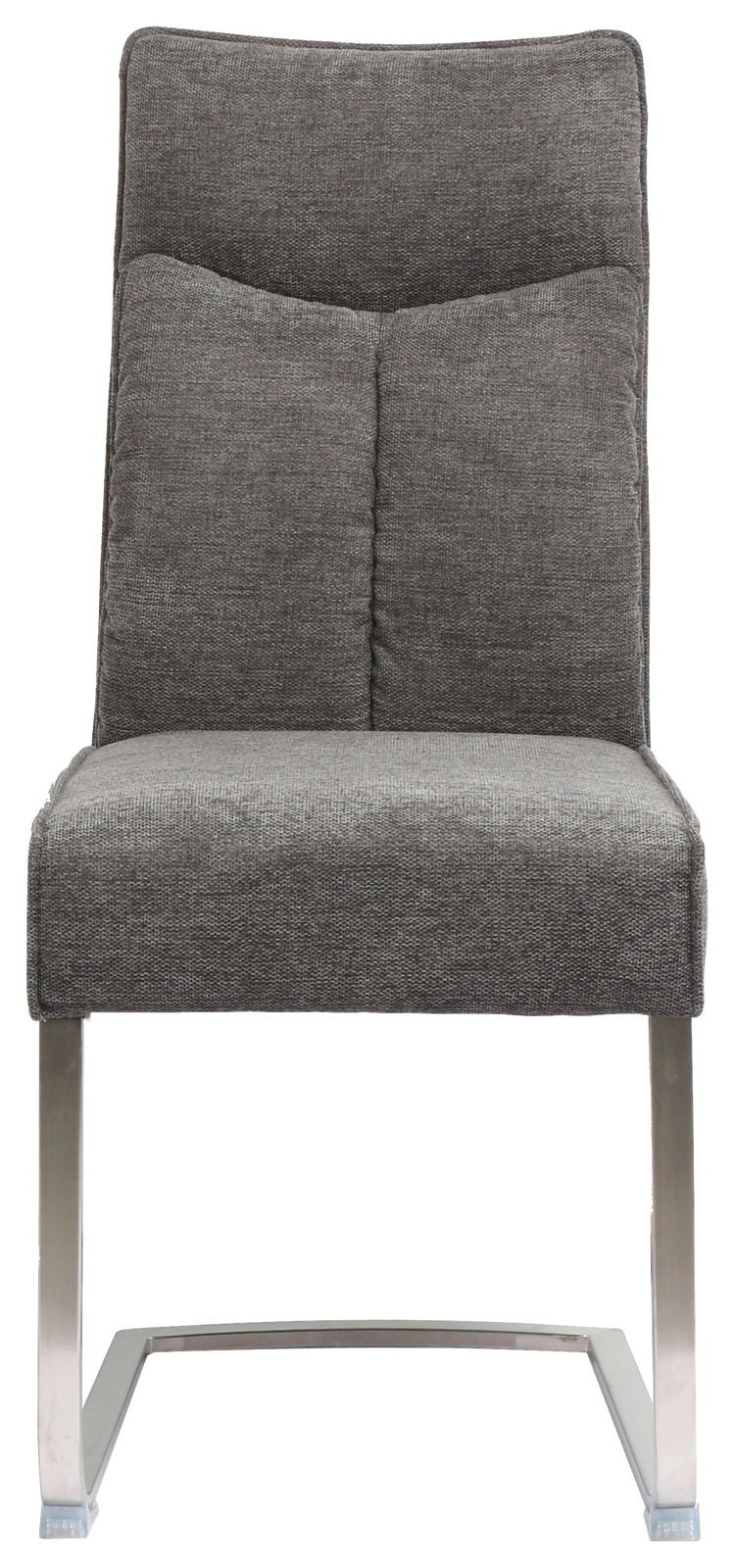 Moderner Freischwinger-Stuhl in Grau mit Metallgestell, Vorderansicht